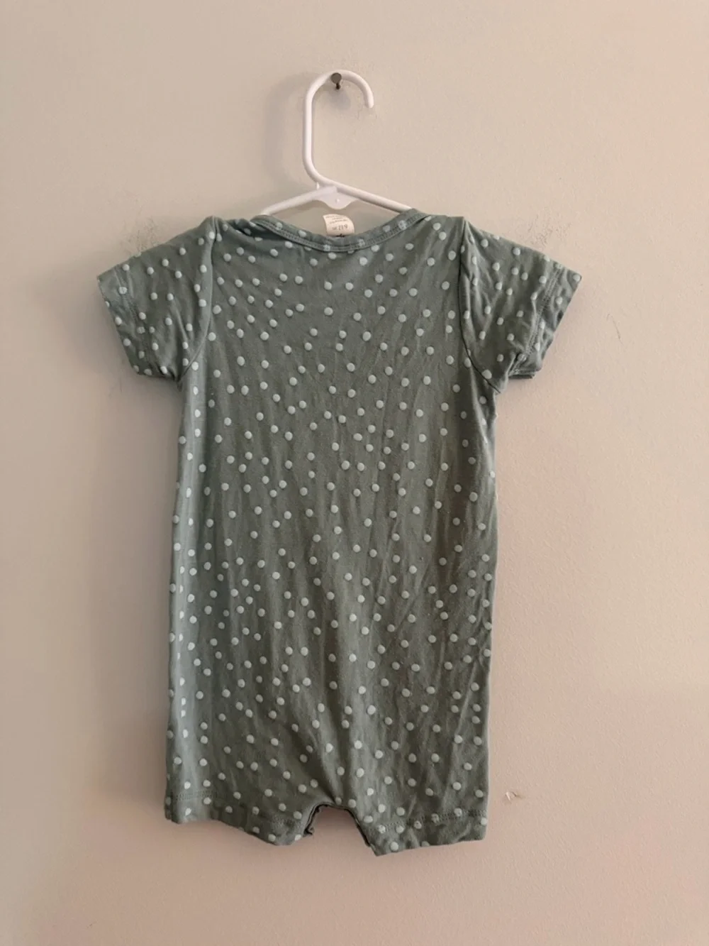 kate quinn Sage Green Polka Dot Infant Romper - Picture 3 of 4